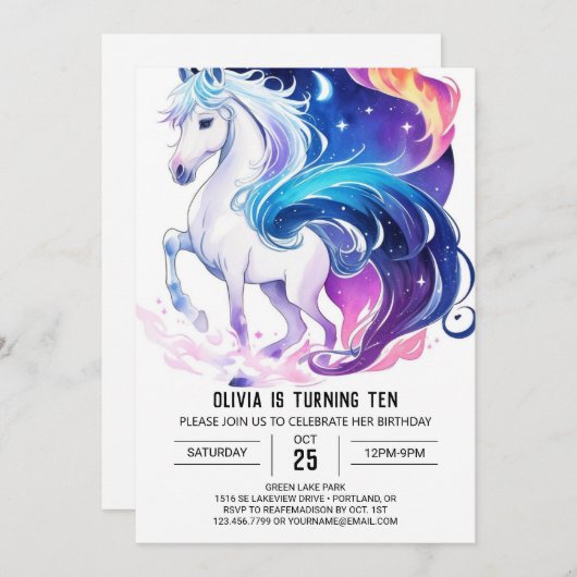 Moderne digitale paard verjaardag kaart (Voorkant / Achterkant)