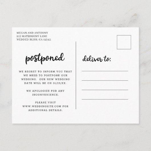 Moderne, dik script foto Weddenschap Aankondigingskaart (Achterkant)