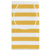 Moderne, dikke gouden geelstropen met naam klein cadeauzakje (Achterkant)