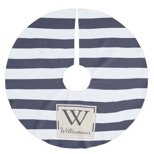 Moderne, dikke witte stropen kerstboom rok (Voorkant)