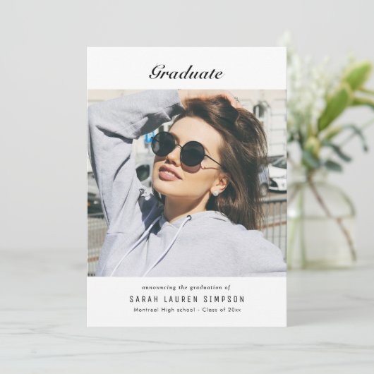 Moderne diner voor zwart-wit afstuderen kaart (Staand voorkant)