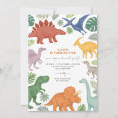 Moderne Dinosaur Boy Verjaardagsfeestje Kaart (Voorkant)