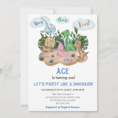 Moderne Dinosaur kinderen van Birthday Party! Rij! Kaart (Voorkant)