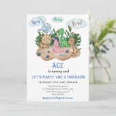 Moderne Dinosaur kinderen van Birthday Party! Rij! Kaart (Staand voorkant)