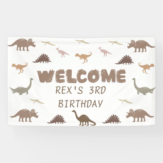 Moderne Dinosaur Party Banner (gepersonaliseerd) (Horizontaal)