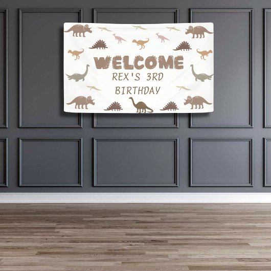 Moderne Dinosaur Party Banner (gepersonaliseerd)