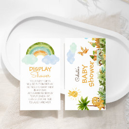 Moderne Dinosaur Rainbow Baby shower Display Douch Informatiekaartje