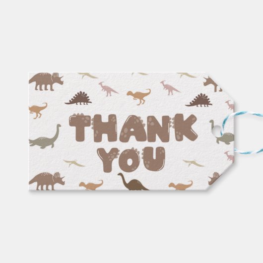 Moderne Dinosaurus Bedankt Feest Favoriet Labels Cadeaulabel (Voorkant (Horizontaal))