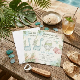 moderne dinosaurus komt binnenkort baby shower kaart