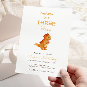 Moderne Dinosaurus Minimalist Drie Rex 3e Verjaard Kaart