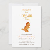 Moderne Dinosaurus Minimalist Drie Rex 3e Verjaard Kaart (Voorkant)