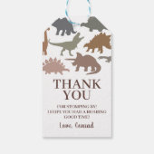Moderne Dinosaurus Verjaardagsfeestje Dank u Favor Cadeaulabel (Achterkant)