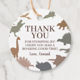 Moderne Dinosaurus Verjaardagsfeestje Dank u Ronde Bedankjes Labels