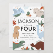 Moderne Dinosaurus Verjaardagsfeestje  Kaart (Voorkant)