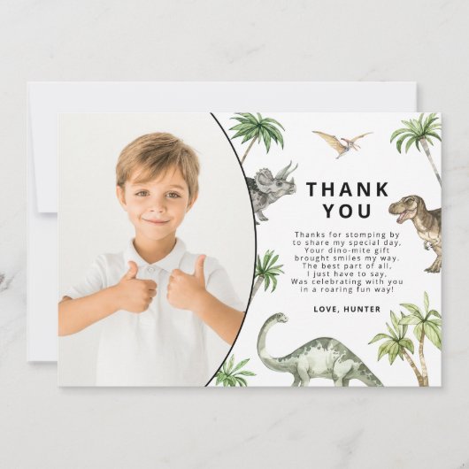 Moderne Dinosaurus Verjaardagskaart met Watercolor Kaart (Voorkant)