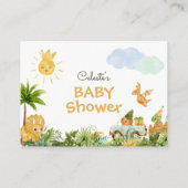 Moderne dinosaurus wit Baby shower luier rafel Informatiekaartje (Achterkant)