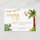 Moderne dinosaurus wit Baby shower luier rafel Informatiekaartje (Voorkant)