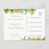 Moderne dinosaurus wit foto geboorte aankondiging (Achterkant)