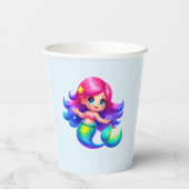 Moderne Dinosaurus zeemeermin Verjaardagsfeest Papieren Bekers (Achterkant)