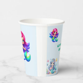 Moderne Dinosaurus zeemeermin Verjaardagsfeest Papieren Bekers