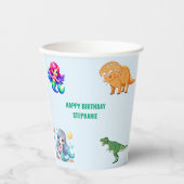 Moderne Dinosaurus zeemeermin Verjaardagsfeest Papieren Bekers (Voorkant)