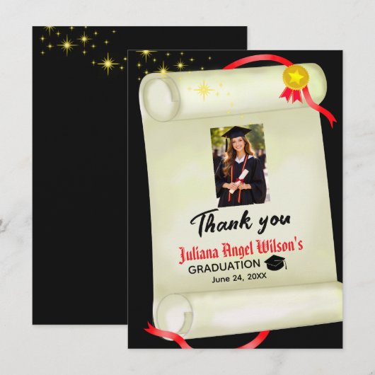 Moderne Diploma Afstudeer Bedankkaart (Voorkant / Achterkant)