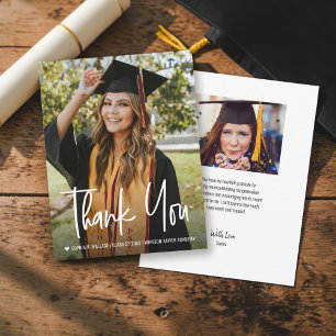 Moderne diploma dankjewel hart aangepaste foto's bedankkaart