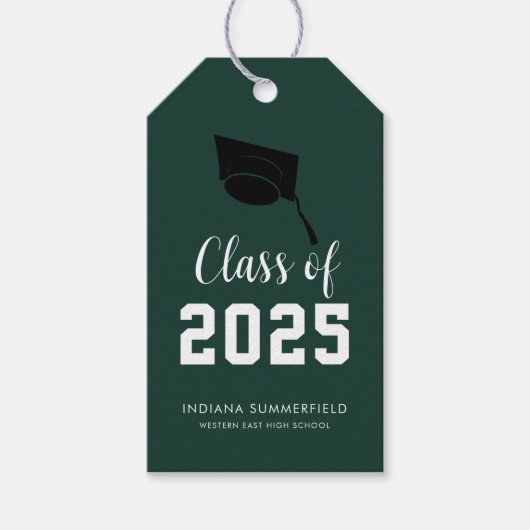 Moderne diploma-uitreiking 2026 Script Groene Grad Cadeaulabel (Voorkant)