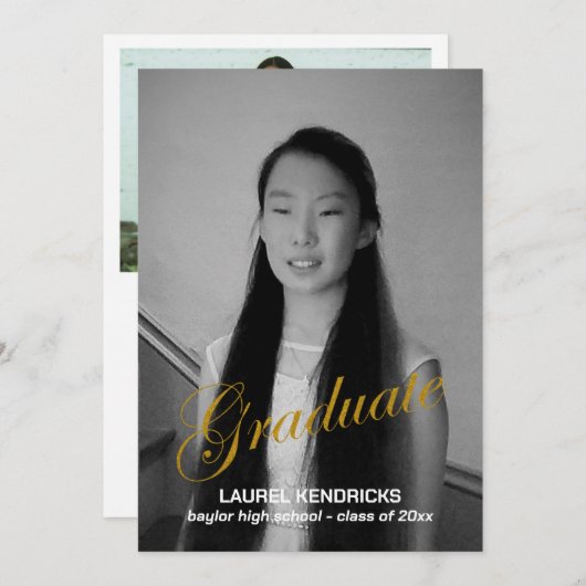 Moderne diploma-uitreiking twee foto's - Aankondig Kaart (Voorkant / Achterkant)