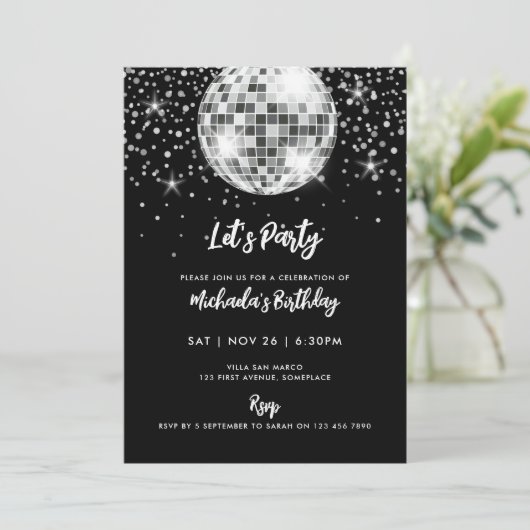 Moderne Disco Ball verjaardagsfeestje Kaart (Staand voorkant)