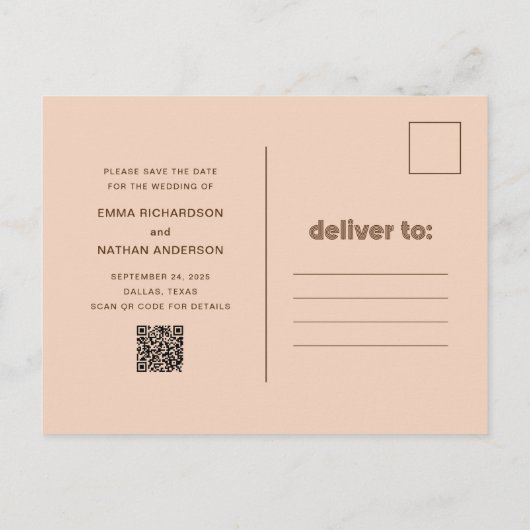 Moderne disco tekst | Foto QR Code De datum opslaa Aankondigingskaart (Achterkant)