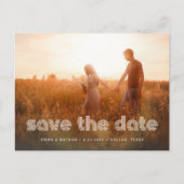 Moderne disco tekst | Foto QR Code De datum opslaa Aankondigingskaart (Voorkant)