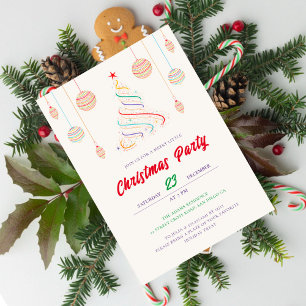 Moderne Disco verlichting Kerstboom Party Invi Kaart