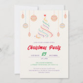 Moderne Disco verlichting Kerstboom Party Invi Kaart (Voorkant)