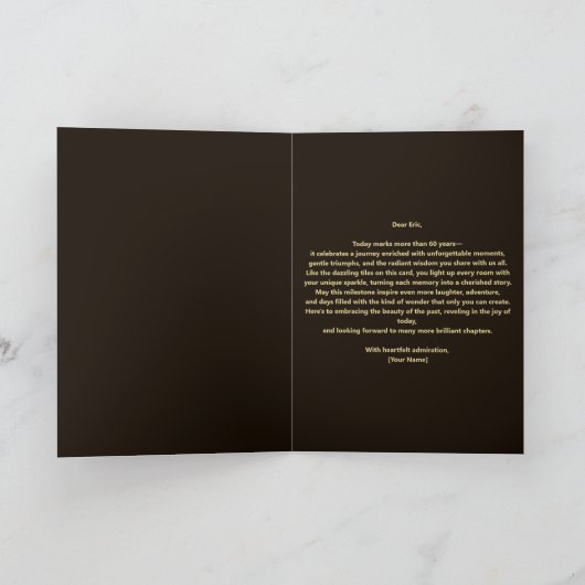 Moderne Disco Zwart Goud Mozaïek 60e Verjaardag Kaart (Binnen)