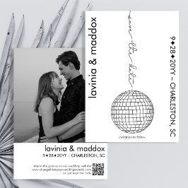 Moderne Disco Zwart-wit Foto QR Code Huwelijk Save The Date