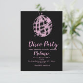 Moderne Discofeest Nep Glitter Roze Bal Kaart (Staand voorkant)