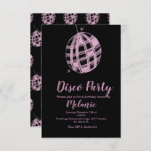 Moderne Discofeest Nep Glitter Roze Bal Kaart (Voorkant / Achterkant)