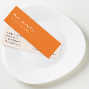 Moderne displaykaart voor oorbel met oranje motief mini visitekaartjes