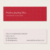 Moderne displaykaart voor rode oorbelstuds mini visitekaartjes (Voorkant /achterkant)