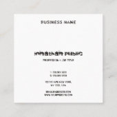 Moderne distressed tekst Zwart-wit B&W Elegant Vierkante Visitekaartje (Achterkant)