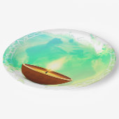 Moderne Diwali Diya Groene Waterverf Papieren Bordje (Gekanteld)