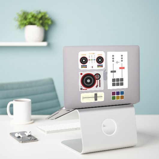 Moderne DJ Music Laptop Sticker (Laptop op bureau)