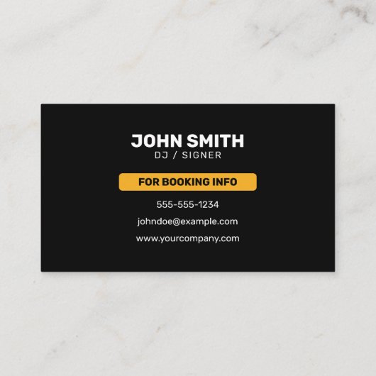 Moderne DJ Muziekproducent DJ's Signer Songwriter Visitekaartje (Achterkant)