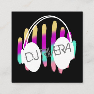 Moderne DJ-muziekproducent Neon Kleurrijk Vierkante Visitekaartje