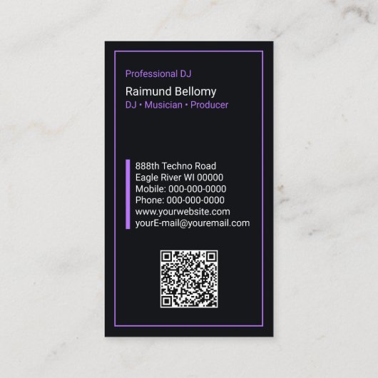 Moderne DJ Platenspeler Visitekaartje (Achterkant)