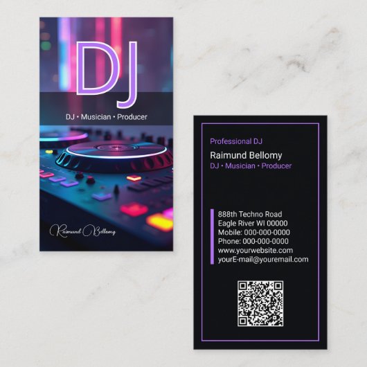 Moderne DJ Platenspeler Visitekaartje (Voorkant / Achterkant)