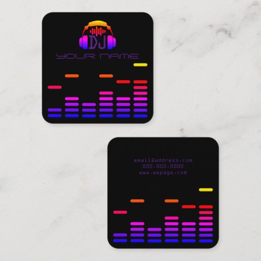 Moderne DJ-stijl zwarte disco-stijl Vierkante Visitekaartje (Voorkant / Achterkant)