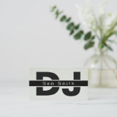 Moderne DJ zwarte monogram witte achtergrond Visitekaartje (Staand voorkant)