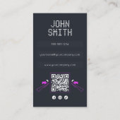 Moderne DJ's Zanger DJ Vinyl Deejay Muziek QR Code Visitekaartje (Achterkant)